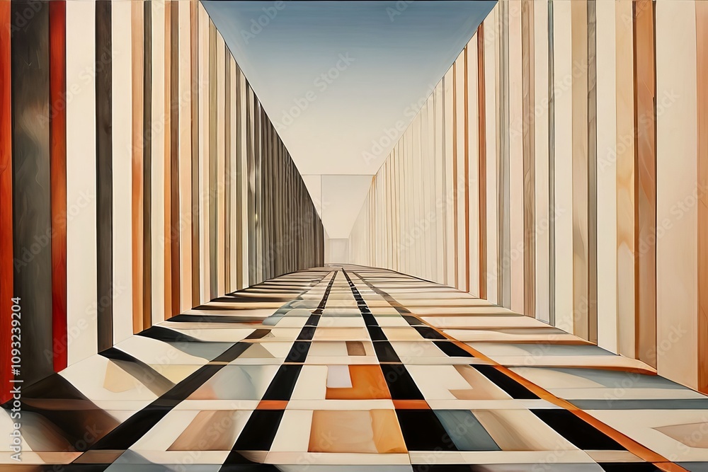 Poster linear perspective lines converging to a vanishing point creatin