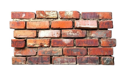 Obraz premium Transparent background red brick wall with realistic aged details and rough surface, perfect for urban design