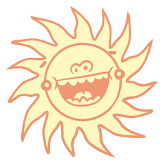 Bright Sun Funny Happy Face Smile Comic Cartoon Design Lover Art Vector Illustration Card T-Shirt Poster Sticker Graphic Print Decorative Drawing Isolated Logo Decoration Symbol Creative Cool Style
