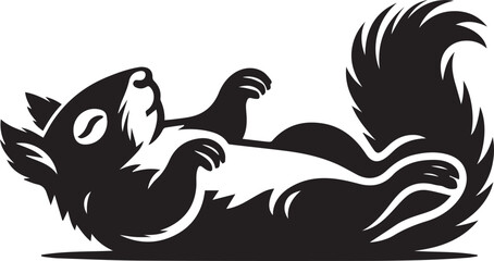 A squirrel lying flat on its back with tiny arms stretched silhouette vector