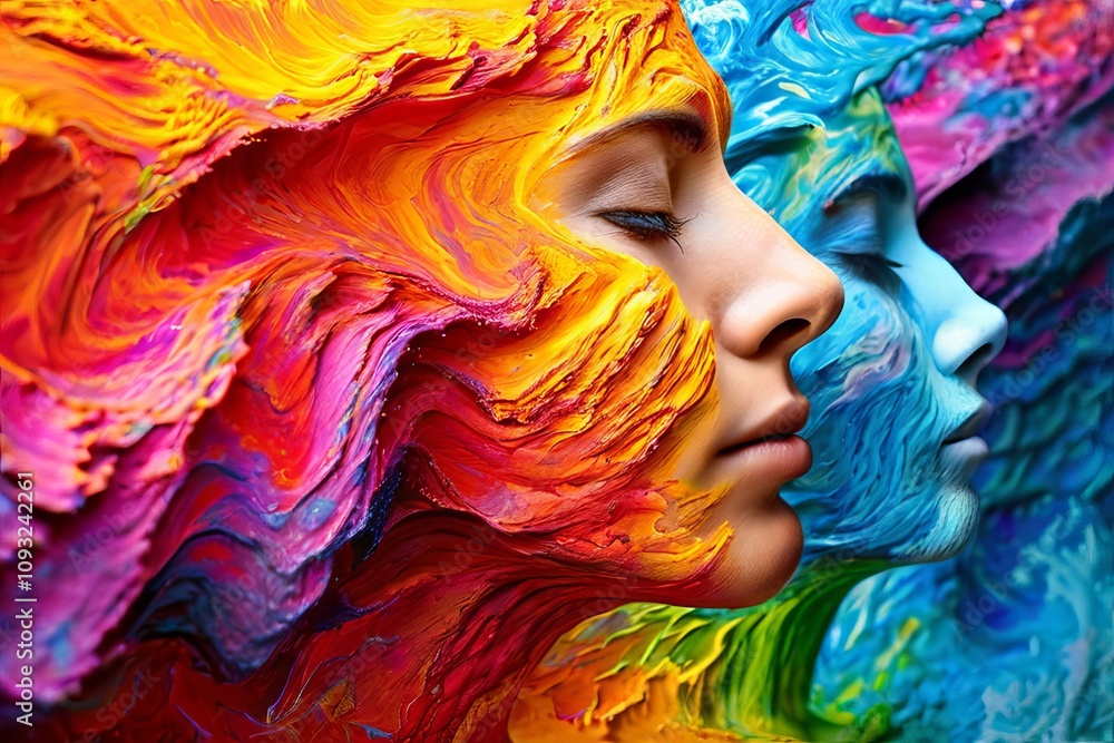 Poster mindful waves of color waves of color flowing from a persons min