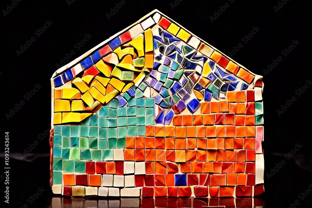 Poster mosaic notes notes made up of small colored tiles