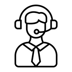 Customer Support Vector Line Icon Design