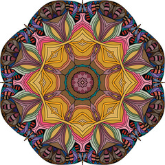 Colorful cute Mandala. Decorative unusual round ornaments.