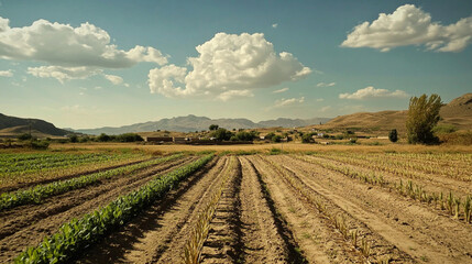 A rural landscape with plowed fields