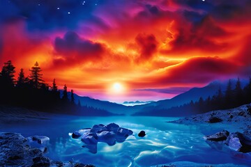 nature themes water ripples blue hues fire red and orange hues f