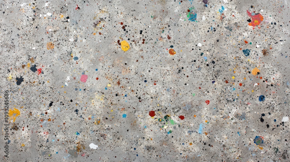 Poster Abstract Gray Canvas with Multicolored Paint Splashes