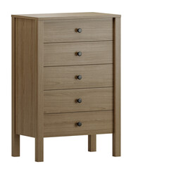 A wooden dresser with five drawers