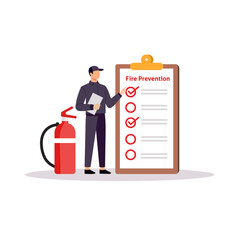 Fire Extinguisher Inspection Checklist Concept with Safety Officer
