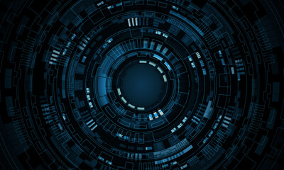 Technology blue circle cyber system futuristic design ultramodern background vector