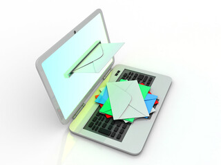 3d rendering laptops with mail envelops