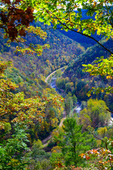Pine Creek and the Grand Canyon of Pennsylvania at Barbour Rock Overlook, in Watson Township, Pennsylvania.