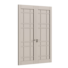 A white door with a black handle and a silver knob