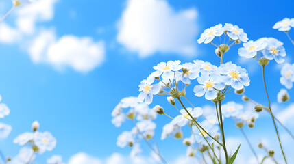 flowers on blue sky background