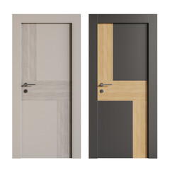 Two doors with different colors and designs