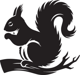 Obraz premium A squirrel perched lazily on a branch tail drooping silhouette vector