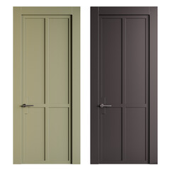 Two doors, one is green and the other is black