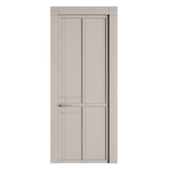 A door with a silver handle and a silver knob