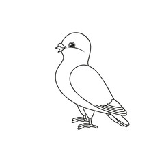 Charming Pigeon - Simple Line Art. Coloring Activity. Peace Dove. Vector Illustration