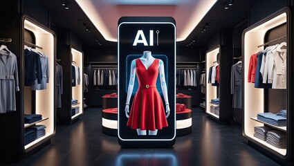 AI Fashion Mannequin in Modern Clothing Store