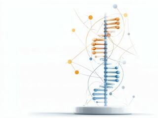 Cancer Toxins concept, A stylized representation of a DNA double helix, featuring intertwined strands and colorful molecular structures, symbolizing biology and genetics.