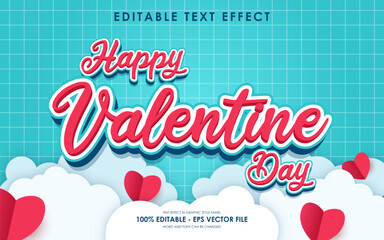 Editable Happy Valentine Day Text Effect with a Valentine's themed background