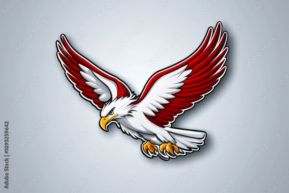 Poster A clean and abstract design of an American eagle, with its wings forming a simple 