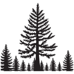 Obraz premium Pine tree forest silhouette vector graphic