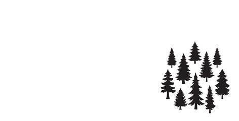 Obraz premium Black silhouette of pine trees on white background
