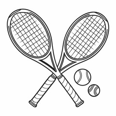 Crossed tennis rackets and ball icon and tennis banner