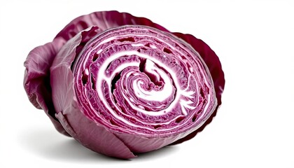 Obraz premium red cabbage isolated on a white background for use in web, print or graphics projects