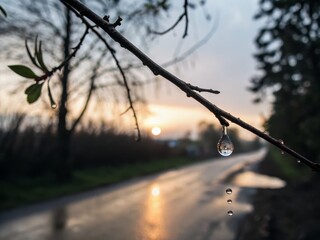 Dreamlike Raindrop Journey in a Mystic Landscape