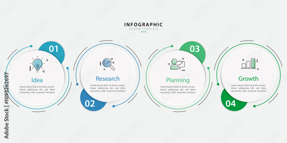 Poster timeline infographic template. 4 step timeline journey, calendar flat simple infographics design tem
