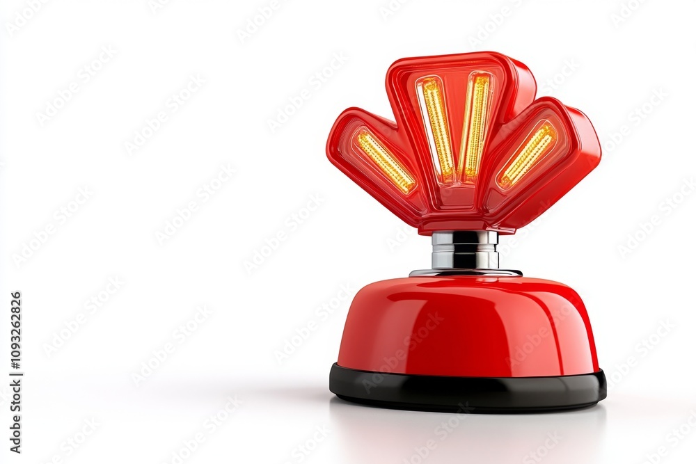 Fototapete a glowing red emergency light with a sleek, modern design, isolated on a white background. the light