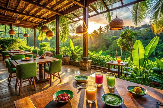 Bali Vegan Restaurant Silhouette - Bodhi Leaf Eatery, September 2024 - Powered by Adobe