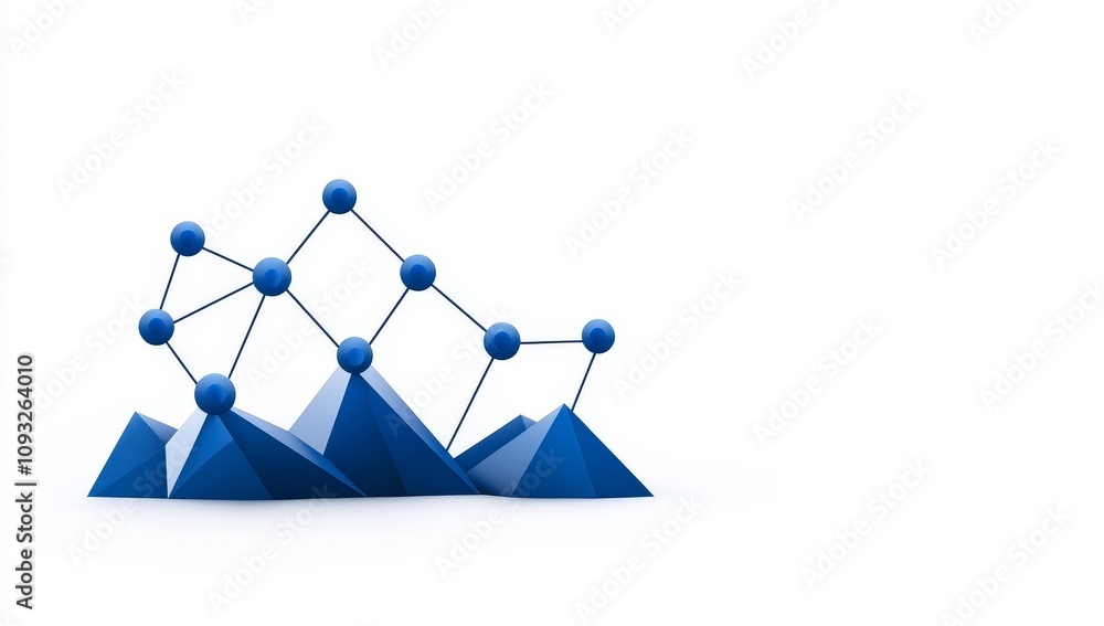 Poster a neural network symbolizing stock and data flow with interconnected nodes and lines.