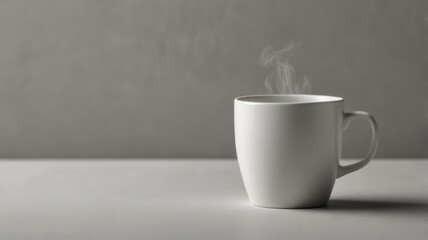 Here's a  and keyword list for your stock photo.. Simple white mug on a neutral background.