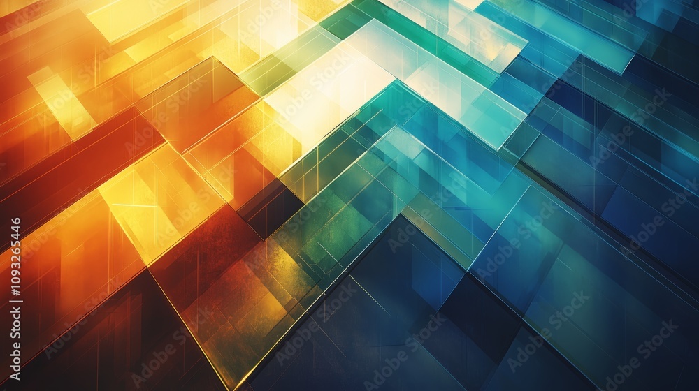 Poster dynamic and high-energy abstract background with overlapping geometric shapes in vibrant colors for 