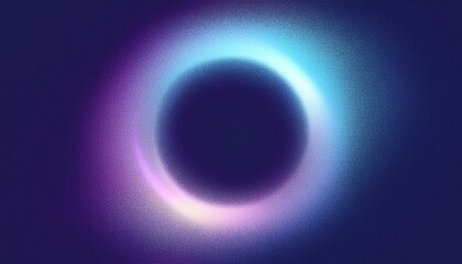 abstract grainy gradient blurred glowing ring on dark background, blue and purple, noise texture effect
