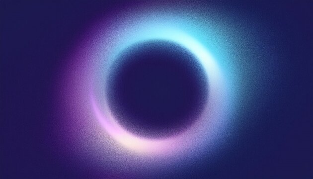 abstract grainy gradient blurred glowing ring on dark background, blue and purple, noise texture effect