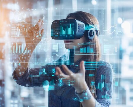 Data Analyst Visualizing Big Data Sets Using Holographic Interface Technology