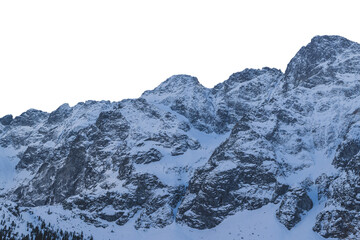 Snowy mountain peaks. Isolated object.