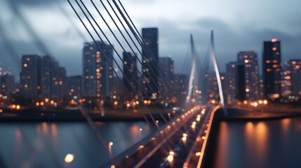 Night Lights on Erasmus Bridge, Rotterdam