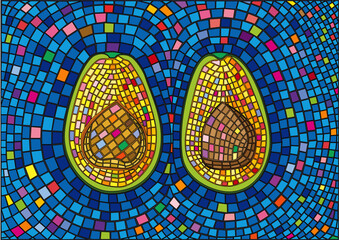 avocado design stained glass background illustration vector