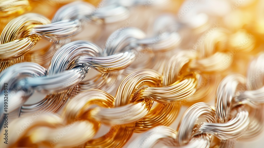 Poster close-up macro shot of an artistic collection of colorful paperclips arranged in an intricate patter