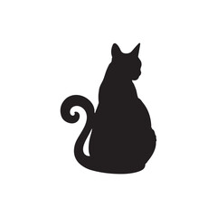 cute cat animals silhouette icon vector art flat design