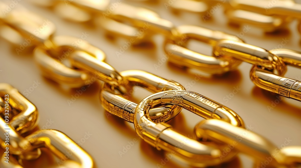 Poster seamless pattern of interlocking golden chains providing a luxurious and elegant background for vari