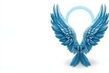 Obraz premium Angel represented with only a glowing halo and soft feather outlines, placed on a clean white background