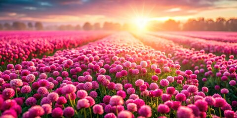 Drone Photography Pink Bloom Field Aerial View