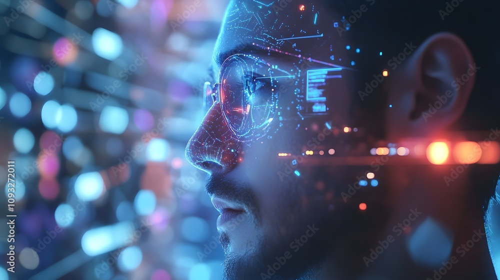 Aufkleber A designer collaborating remotely with AI-powered 3D visual design elements and 2D animated tools. 4k resolution, Cinematic Scene